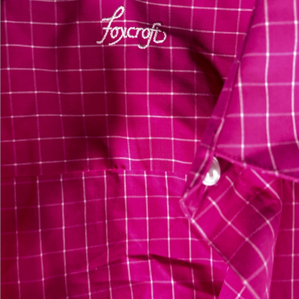 Foxcroft Women's Vibrant Pink Plaid Button Down Shirt - Picture 2 of 8